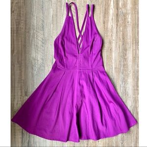 Nasty Gal Magenta Plunging Skater Dress 🌺